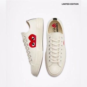 Converse Cream Sneakers with Red Heart Design